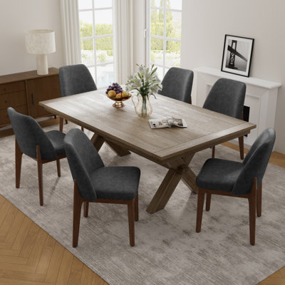 Bason Upholstered Faux Leather Dining Chairs Set of 6