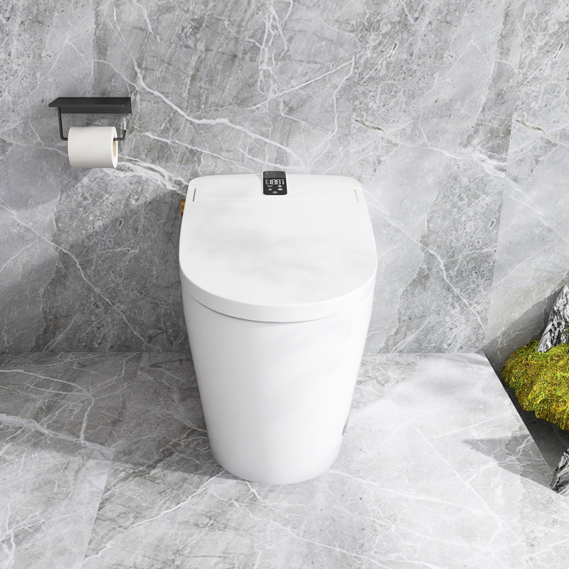 1.28 Gallons GPF Elongated Floor Mounted Back To Wall Toilets (Seat Included), White