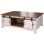 Table basse Dansby avec 2 portes coulissantes et 2 portes en filet sur chaque table d'appoint