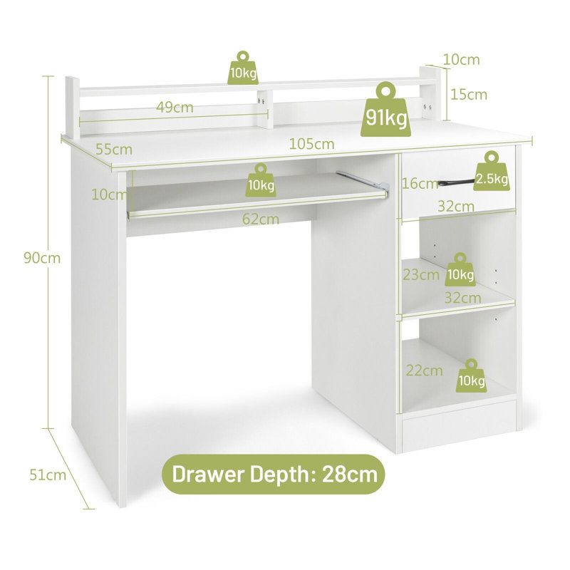 Computer Desk, White