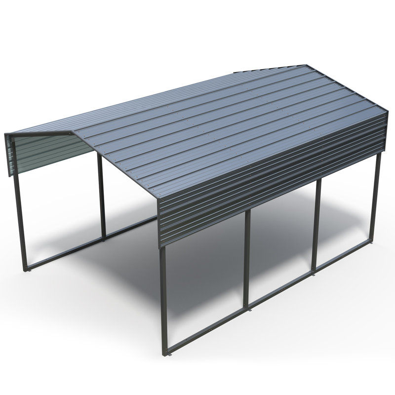 14.8 Ft. W X 10 Ft. D X 8.3 Ft. H Carbon Black Galvanized Steel Peaked Carport