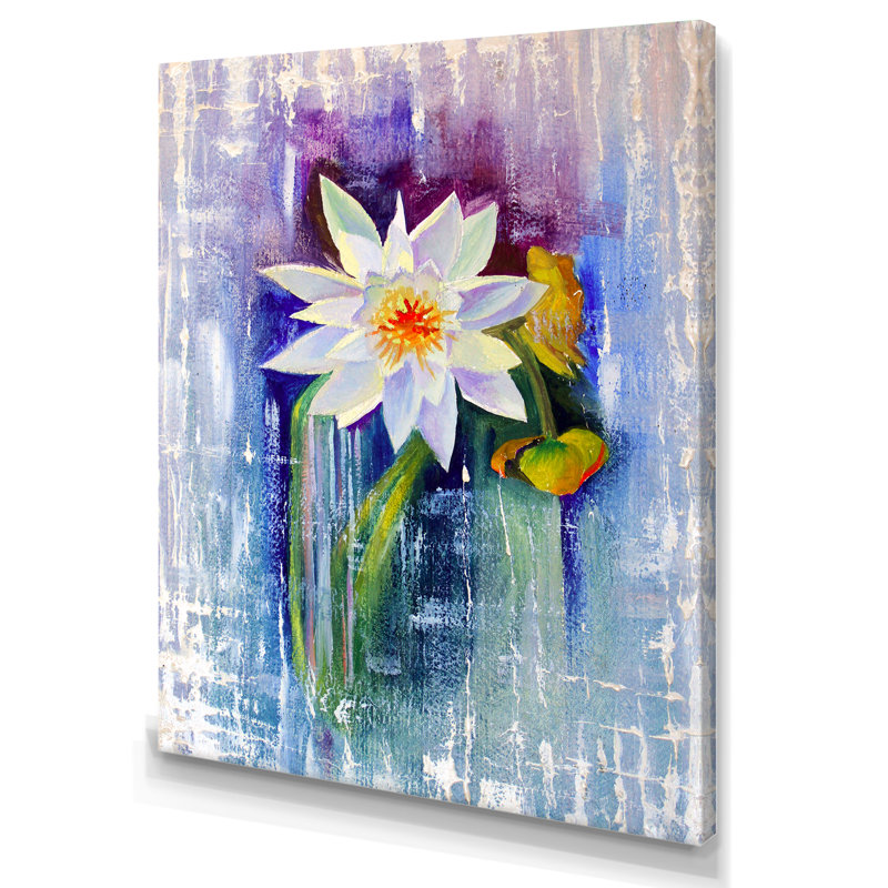 Lys blanc avec huile - reproduction d'art sur toile, H 12 po x l 8 po x P 1 po, Toile tendue