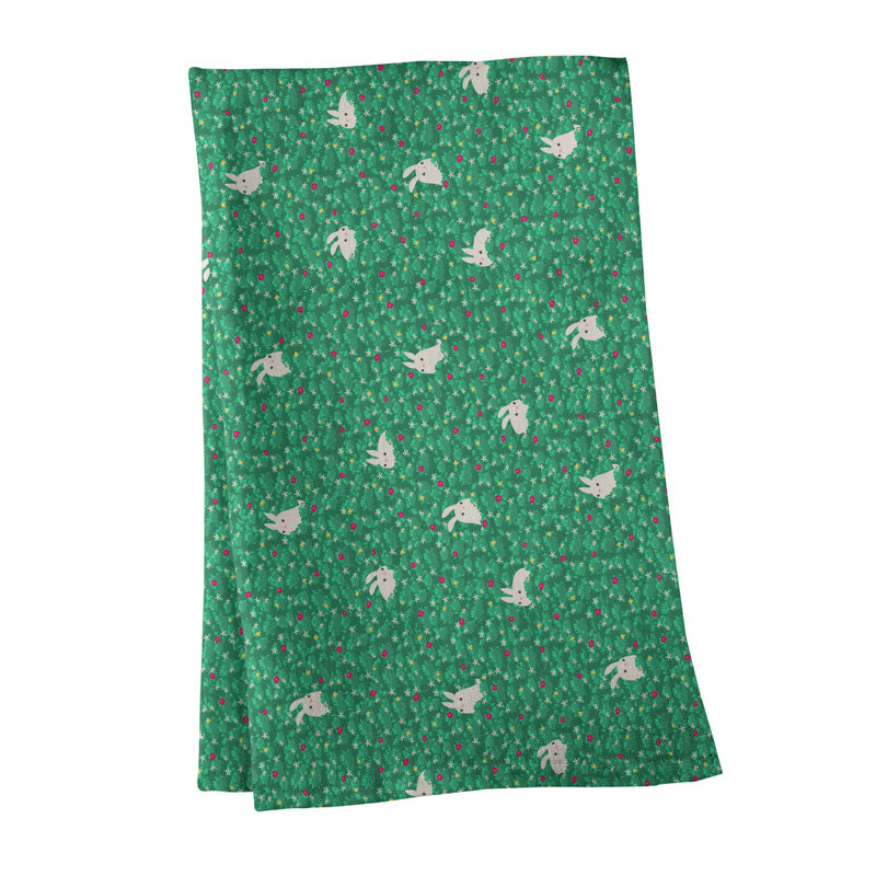 Serviette de lapin lapin à motif lapin, Polyester sergé, Vert / Rouge