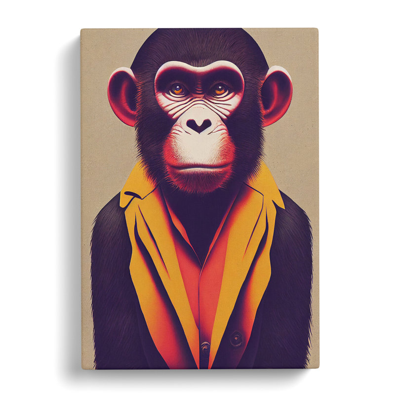 Dashing Monkey - Wrapped Canvas, 76cm H x 50cm W x 3cm D
