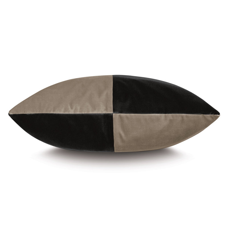 Studio 773 Lifestyle Velvet Colorblock Decorative Pillow Cover & Insert, Charcoal/Khaki