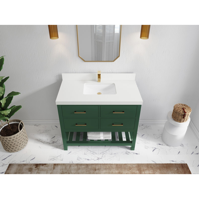 Parker 42'' Single Bathroom Vanity with Top, White