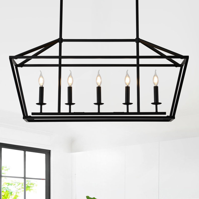 Industriel noir mat 5 - salon, luminaire suspendu linéaire pour la salle à manger, la chambre à coucher, le couloir, la cuisine à suspendre moderne, îlot