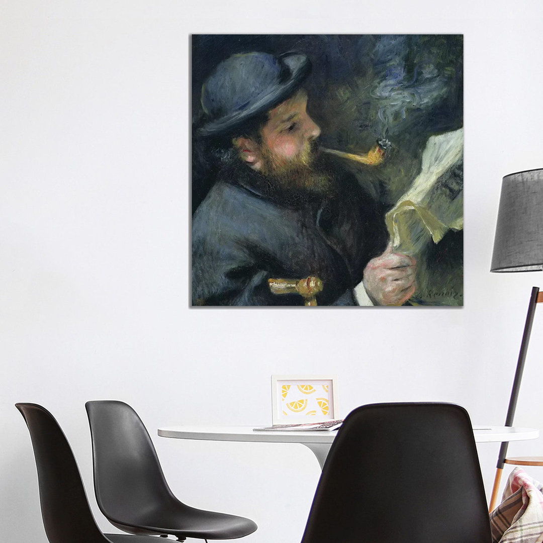 Claude Monet Reading A Newspaper, 1872 by Pierre-Auguste Renoir - Wrapped Canvas Gallery-Wrapped Canvas Giclée