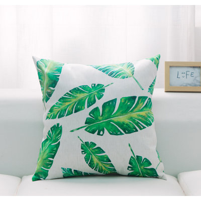 Palm Leaf Floral Pillow Cover