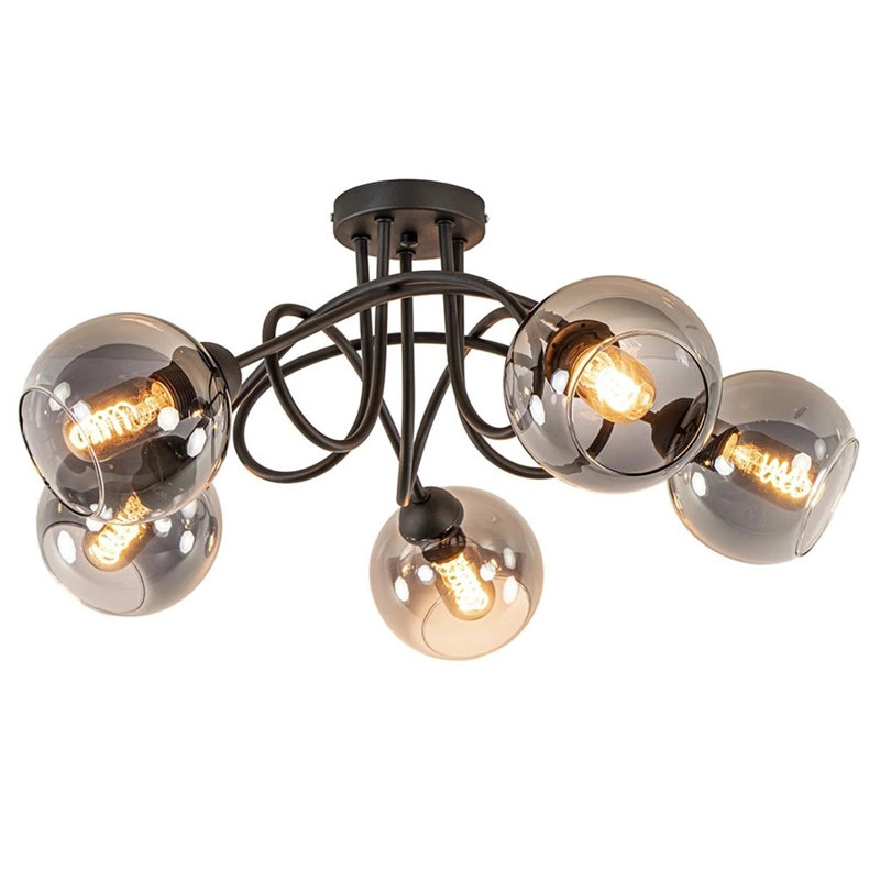 Charleston 5-Light 47cm Semi Flush Mount, Black