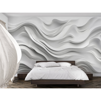 3D Flowing Texture Texture Mural - Sculptural Layered Abstract Design - Minimal Elegant Wall Art For Living Room, Office, Decor