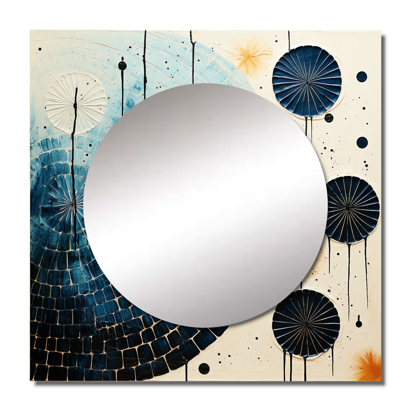Fieke - Miroir carré abstrait à collage pour décor mural, 36 po x 36 po