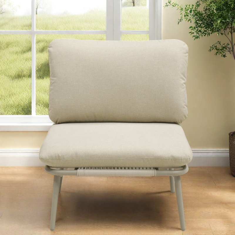 Modular Sectionals Chair, Steel Frame 4 Inch Cushion, Modern Patio