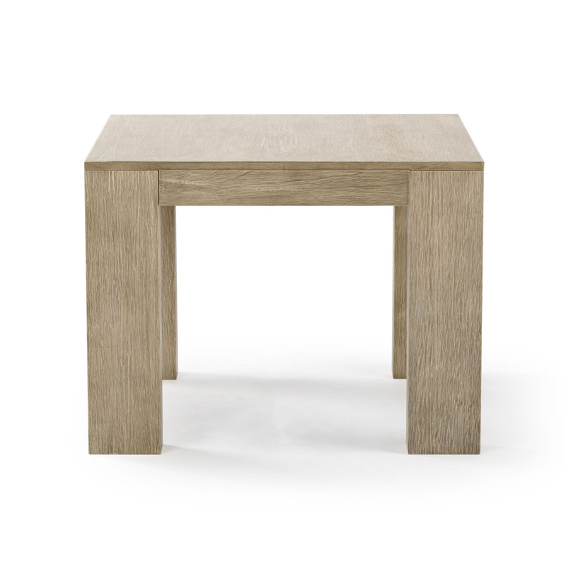 Daydrian Solid Wood End Table, Seashell Wirebrush