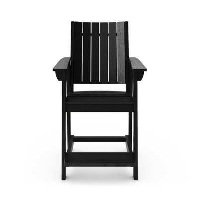 Black Lumber Counter Chair - Sleek Design For Dining, Patio, Garden, Comfortable Curved Back, All-weather Use Modern Look Seat And Back Maximum Rest Weather Seating
