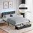 Upholstered Bed Frame with 2 Storage Drawers, Modern Full Platform Bed with Charging Station & LED Light, No Spring Box Needed-558761423