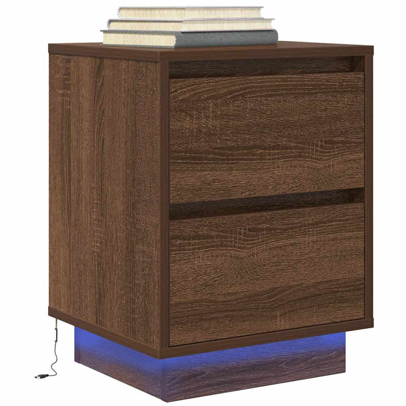 Darlisha 38cm W Manufactured Wood Bedside Table, Sonoma Oak, 2