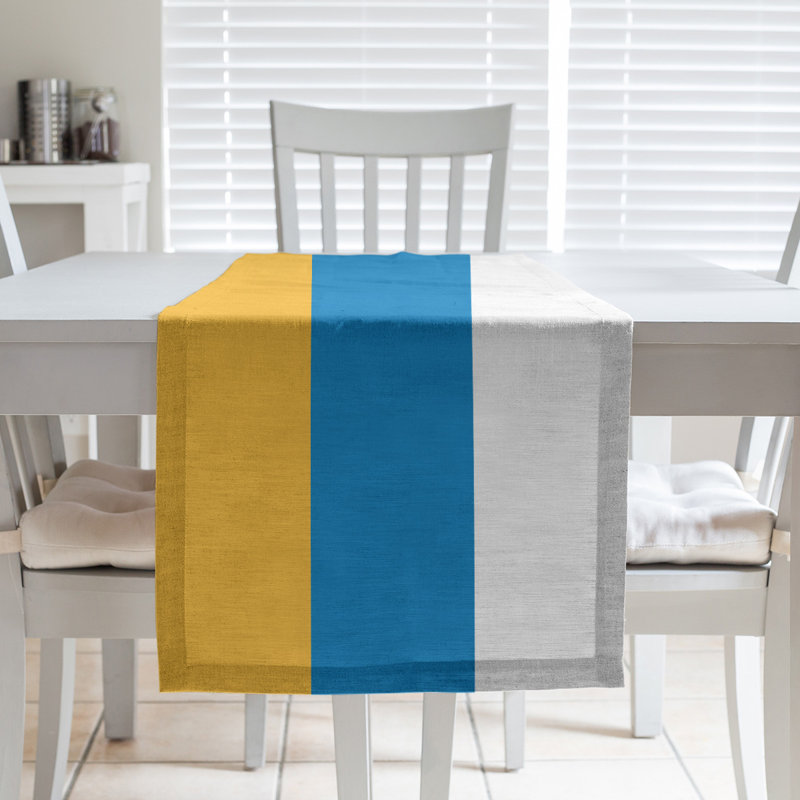 Chemin de table basket Oklahoma City, L 72 po x l 16 po, Jaune / Bleu / Blanc, Sergé de coton