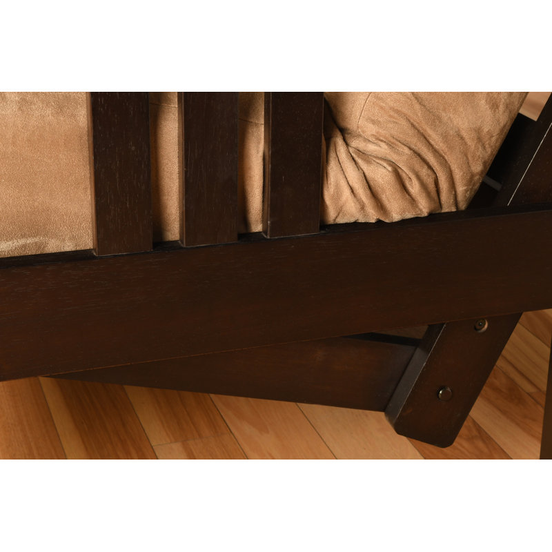 Johnte Queen 86" Futon Frame and Mattress, Peat Microsuede, Espresso, Premium Pocket Coil