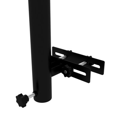 Railing Umbrella Holder - Space For Railing, Offset, Market Accommodates 1.9" To 1.5" Diameter Poles Black Steel Deck Mount Bracket Adjustable Clamps Offset Fits Construction