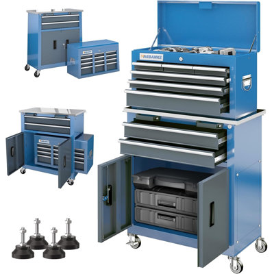 8-Drawer Rolling Tool Chest with 360-Degree Wheels and Secure Locking System