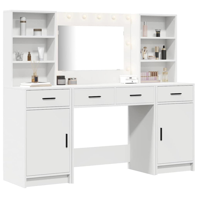 Dressing Table with Mirror, White