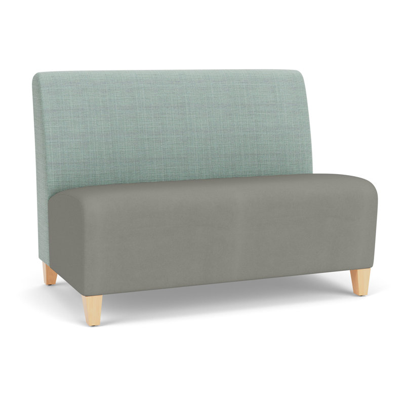 Causeuse sans accoudoirs Ravenna, Chambray écume de mer / Patriot Plus colombe, Bois naturel