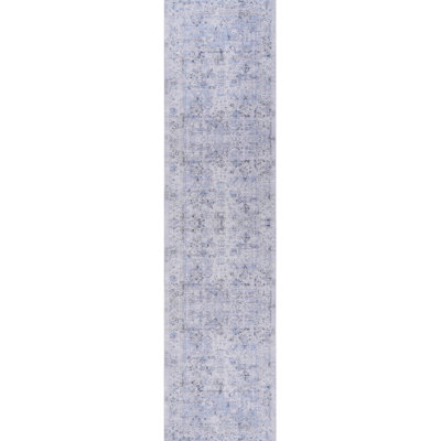Tapis à poils courts 2 pi 6 po x 10 pi, teinture antidérapante pour le bureau, le salon, la chambre à coucher - couloir pliant bleu crème, salle à manger sans couloir, bleu / crème