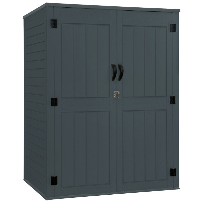 Altibloom 68.1 in resin horizontal storage shed, 53.5 in wide, with 2 shelves, Gray