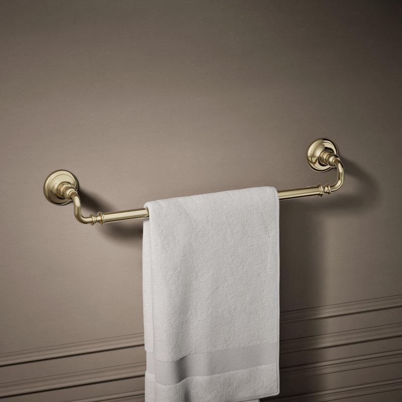 Artifacts® Wall Mounted Towel Bar, 3" H x 27" W x 3.5" D, Vibrant French Gold