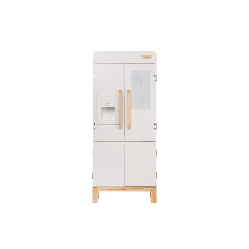 Réfrigérateur en bois pour enfants avec distributeur de glaçons et espace de rangement