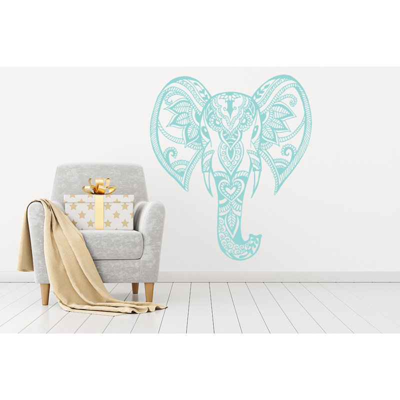 Décalcomanie murale éléphant mehndi Yatton, Menthe