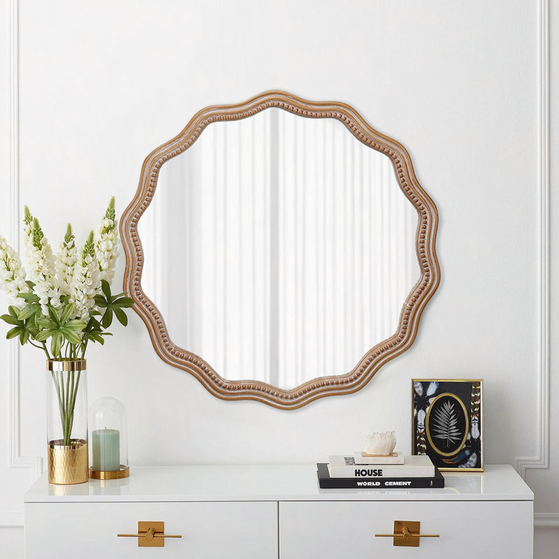 Miroir mural rond en bois 23,62 po