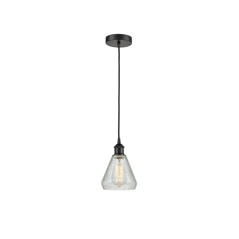 Luminaire suspendu conique à 1 lumière Petronille, Noir mat