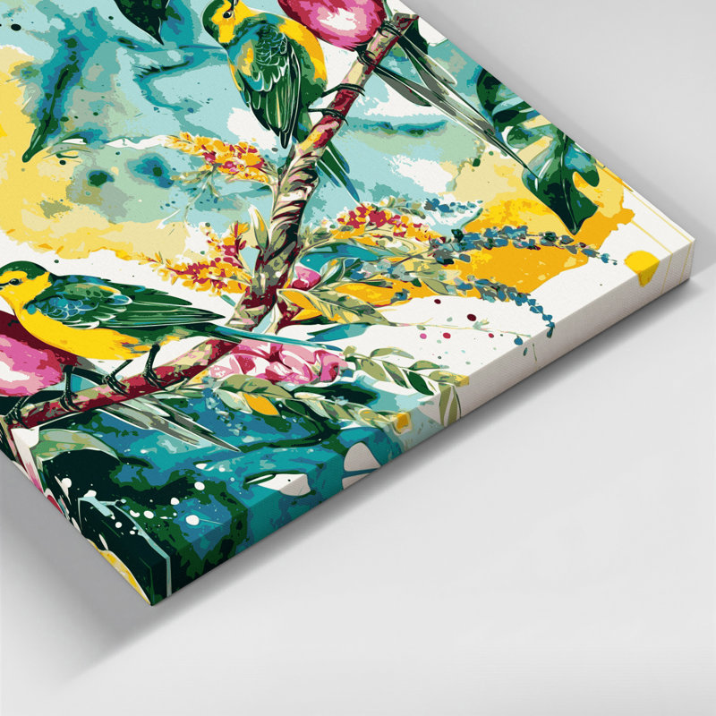 Hawaiian Bird Pairs Beige Canvas Wall Art, 12" H x 18" W