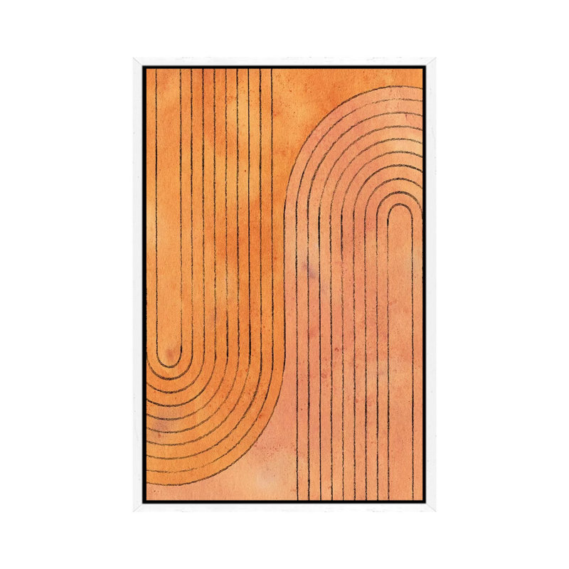 Burnt Orange Arches - Painting on Canvas, 66.04cm H x 45.72cm W x 3.81cm D, White Framed