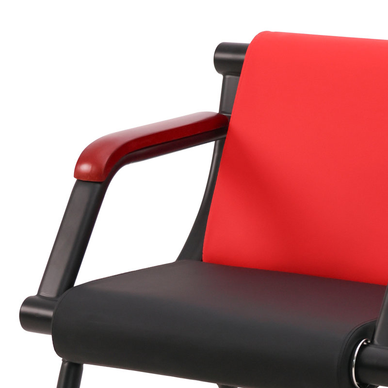 Faux Leather Waiting Room Chair Reception Sofa with Metal Frame, Red/Black
