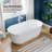 Modern Acrylic Freestanding Bathtub - Glossy White Soaking Tub with Pre-Drilled Drain and Overflow-128919959