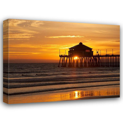Rosecliff Heights Johnson, George Gallery Wrapped Canvas Art Titled: Huntington Beach Pier