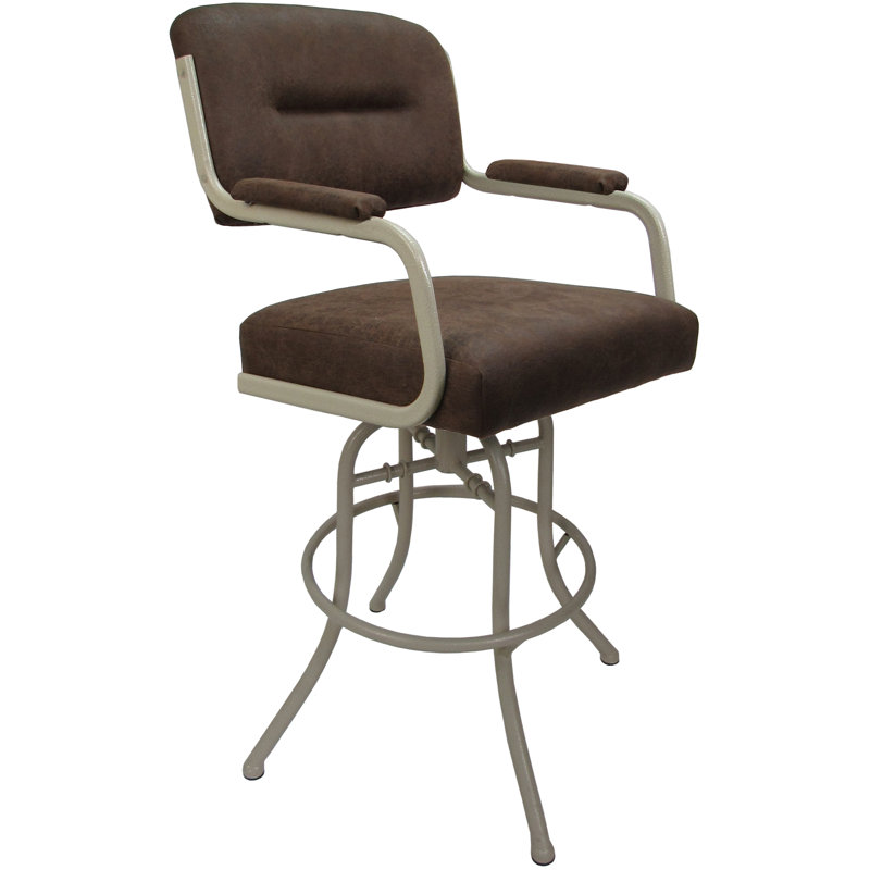 Tabouret de bar pivotant 30 po Jomiah, Beige, Brun foncé