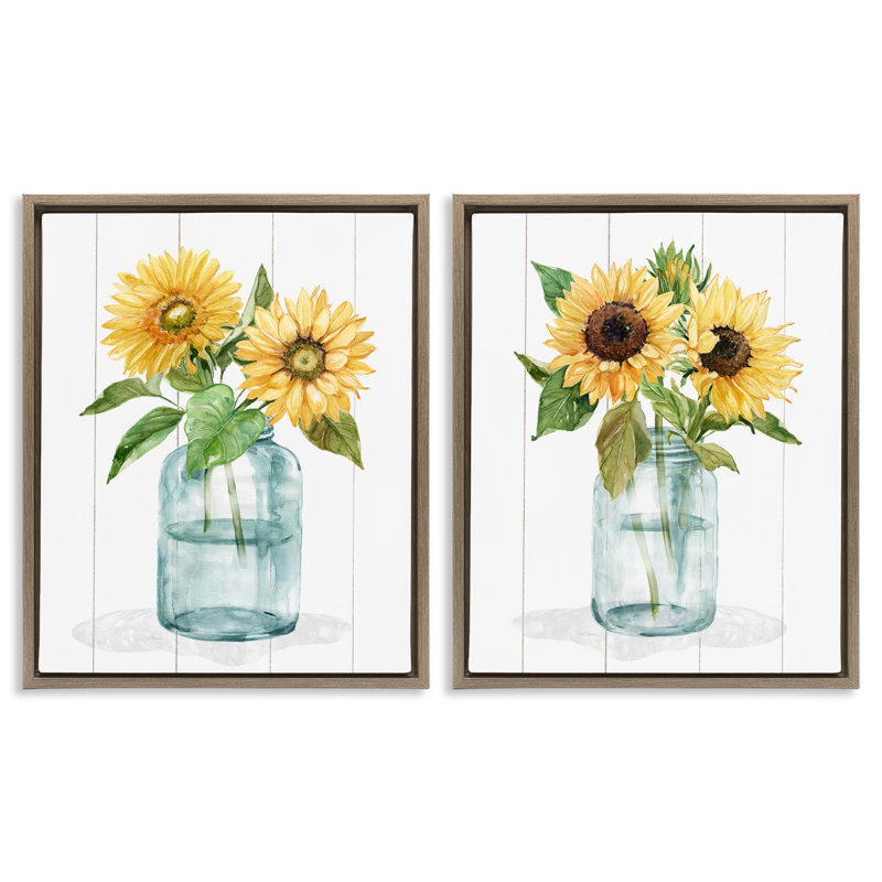 Ensemble de cadres flottants 2 pièces Sunny Day Sunflowers, design par Livi Finn, H 21 po x l 17 po