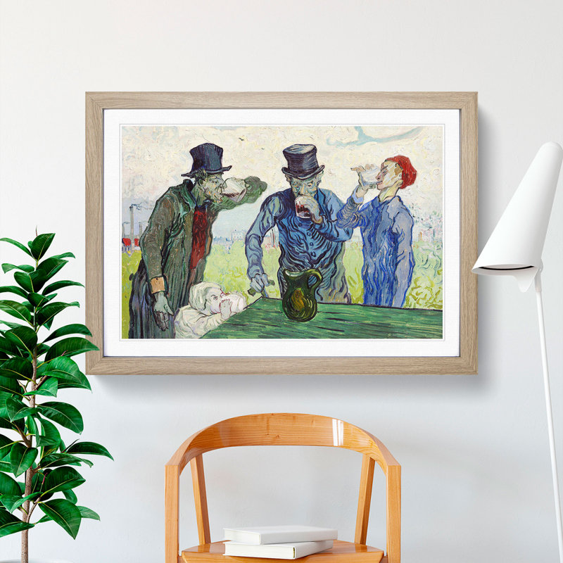 The Drinkers After Daumier by Vincent Van Gogh - Picture Frame Painting, Oak, 48cm H x 65cm W x 2cm D