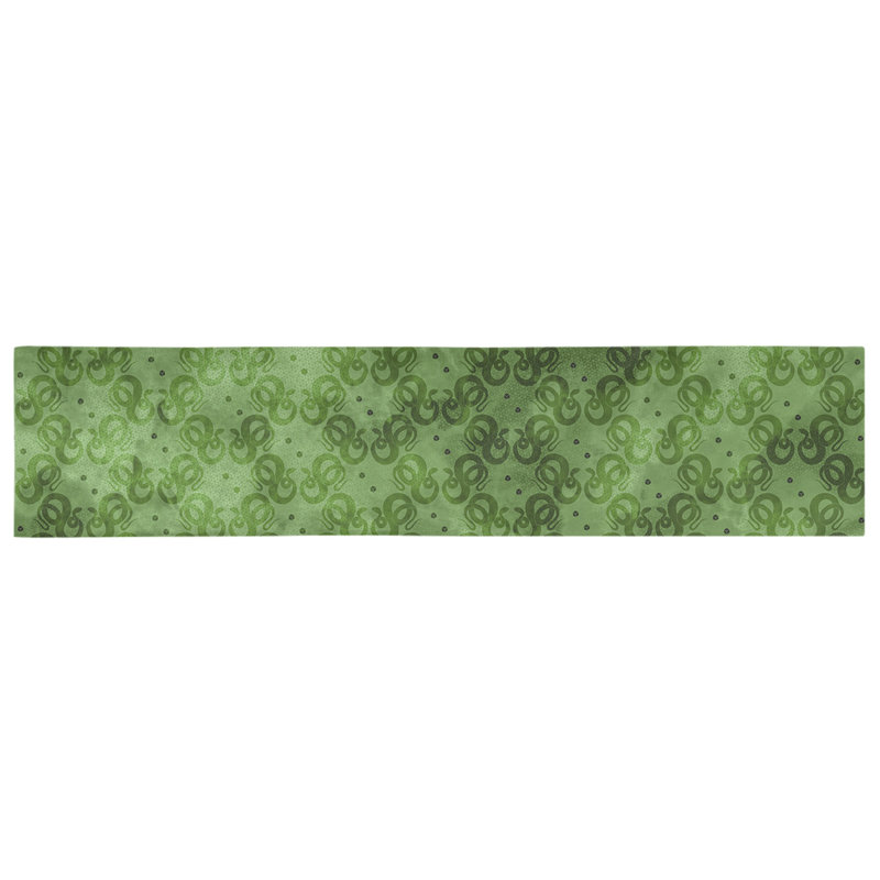 Chemin de table géométrique avicia, 91,5 po x 17,5 po, Vert, Coton