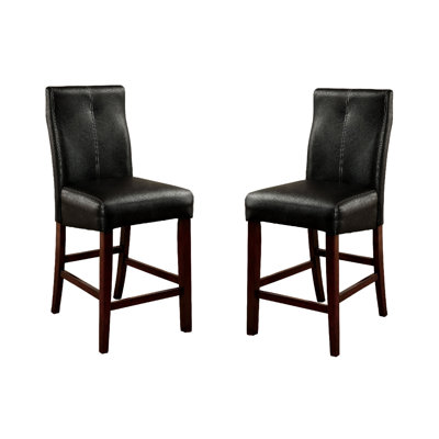 De 2 chaises à hauteur de comptoir, cerisier brun, bois massif, 2 chaises au look moderne