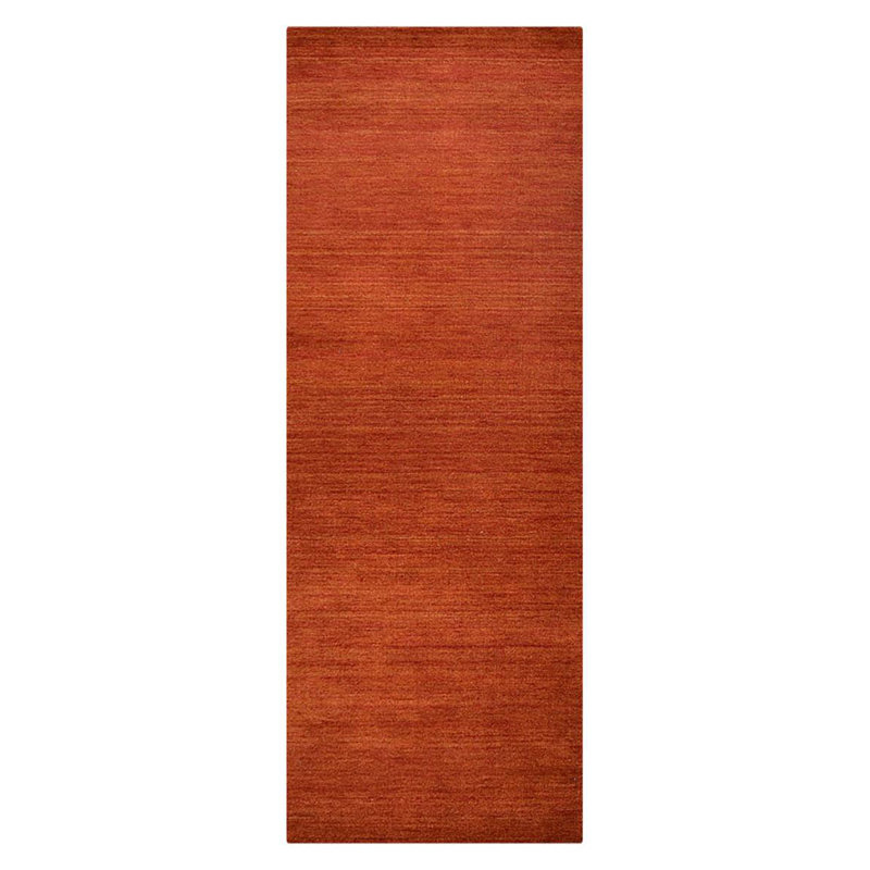 Manns Hand Knotted Loom Wool Eco-Friendly Area Rugs - Runner, Light Red Color, Plain Solid Design, High Pile Thick Handmade Anti Skid Area Rugs for Living Room, Bed Room