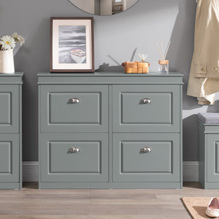 Baxton Studio Fella Oak and Dark Gray Shoe Cabinet with Drawer