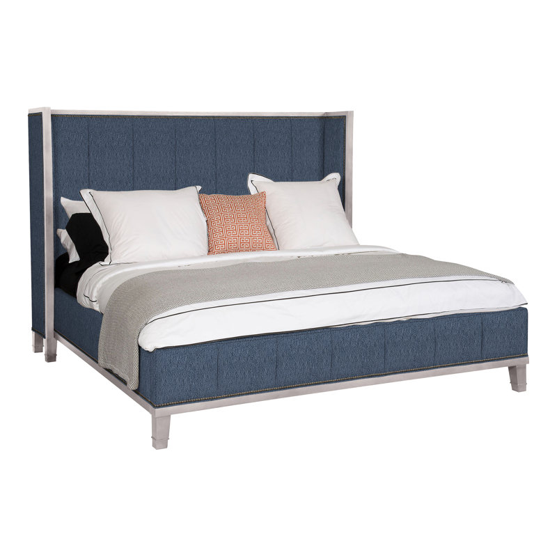 Mattingly Michael Weiss King Upholstered Panel Bed, Dove Gray, Navada Blue, Yes