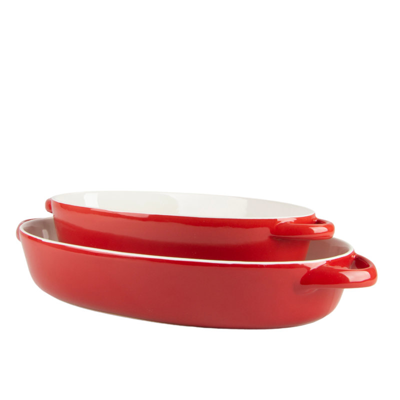 Ensemble de plats en grès ovale 13 po et 10,5 po Sienna, Rouge