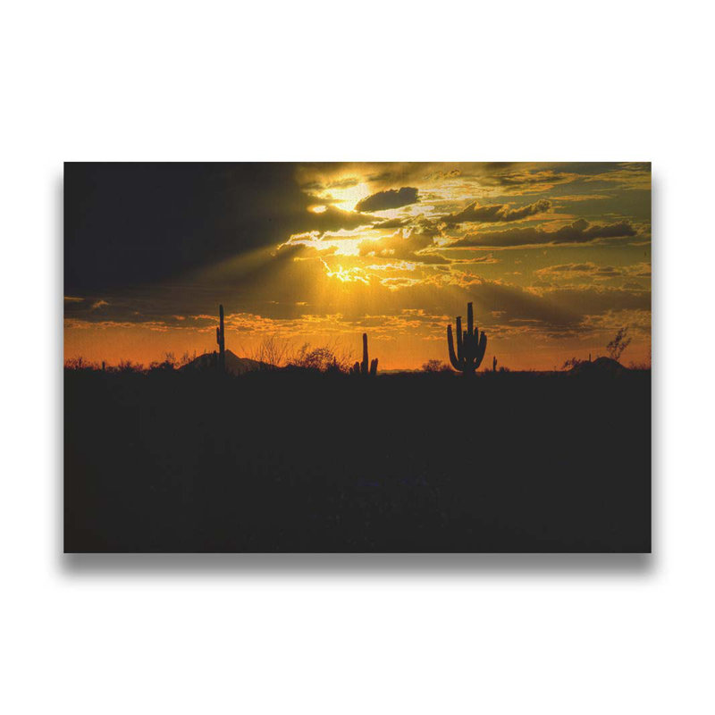 «Desert Sunset» par Kelly Wade. Toile tendue avec estampe numérique, taille de l'image - 30 x 45, N / A