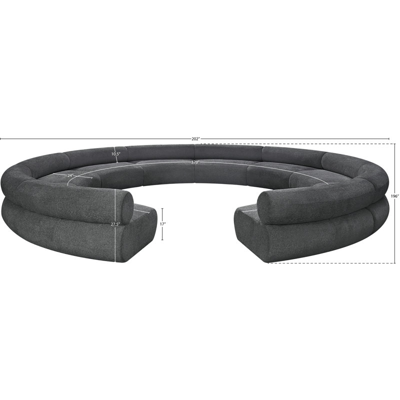 Canapé modulaire rembourré Bale, Tissu gris chenille